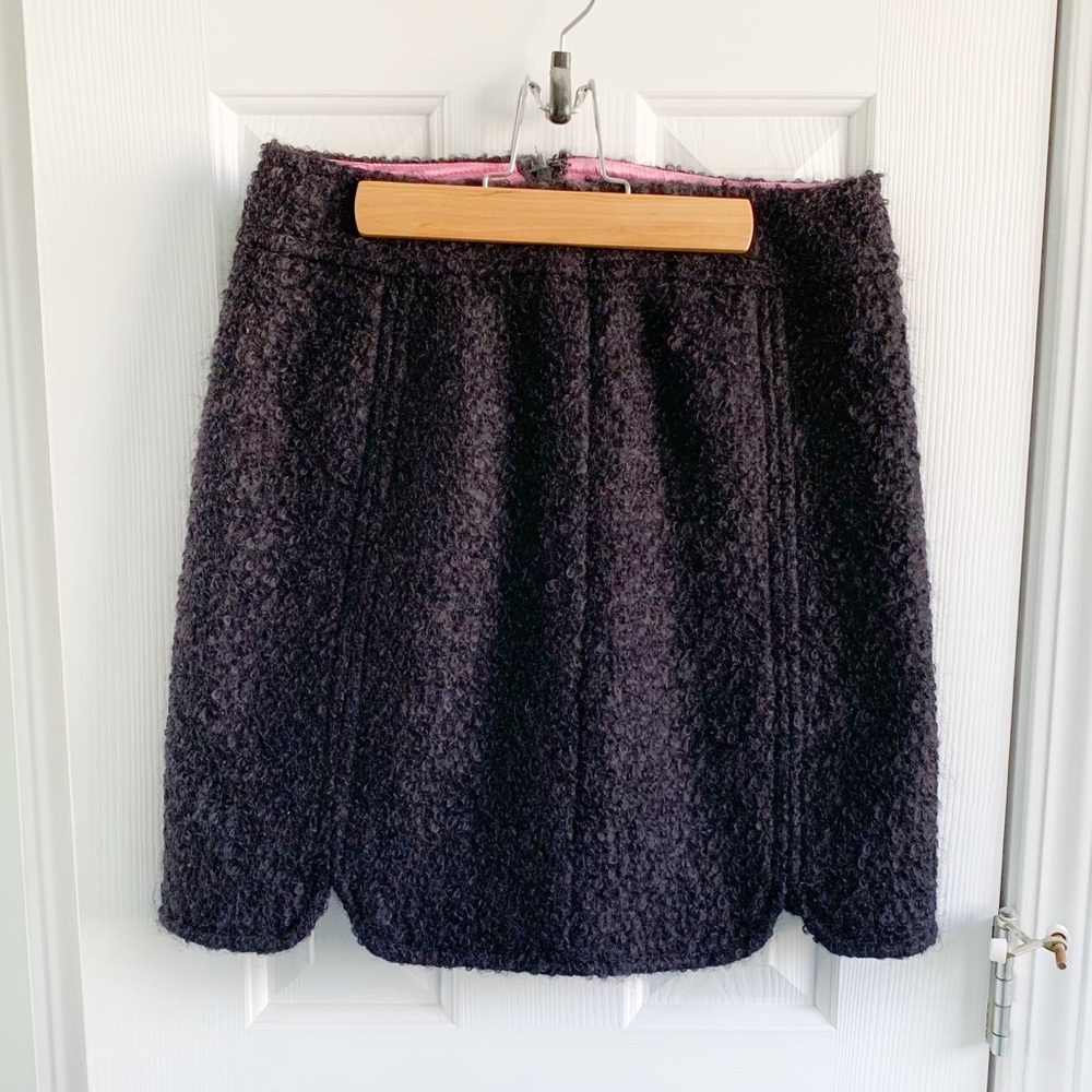 Designer Black Wool Skirt